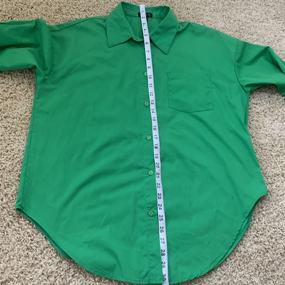 J for Justify KELLY green button shirt one pocket long sleeve womens SZ M - Picture 12 of 13